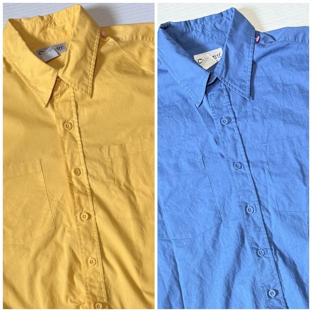 Lot of 2 - CARHARTT - Men's Y2K Short Sleeve Button-Up Cotton Shirts - Large